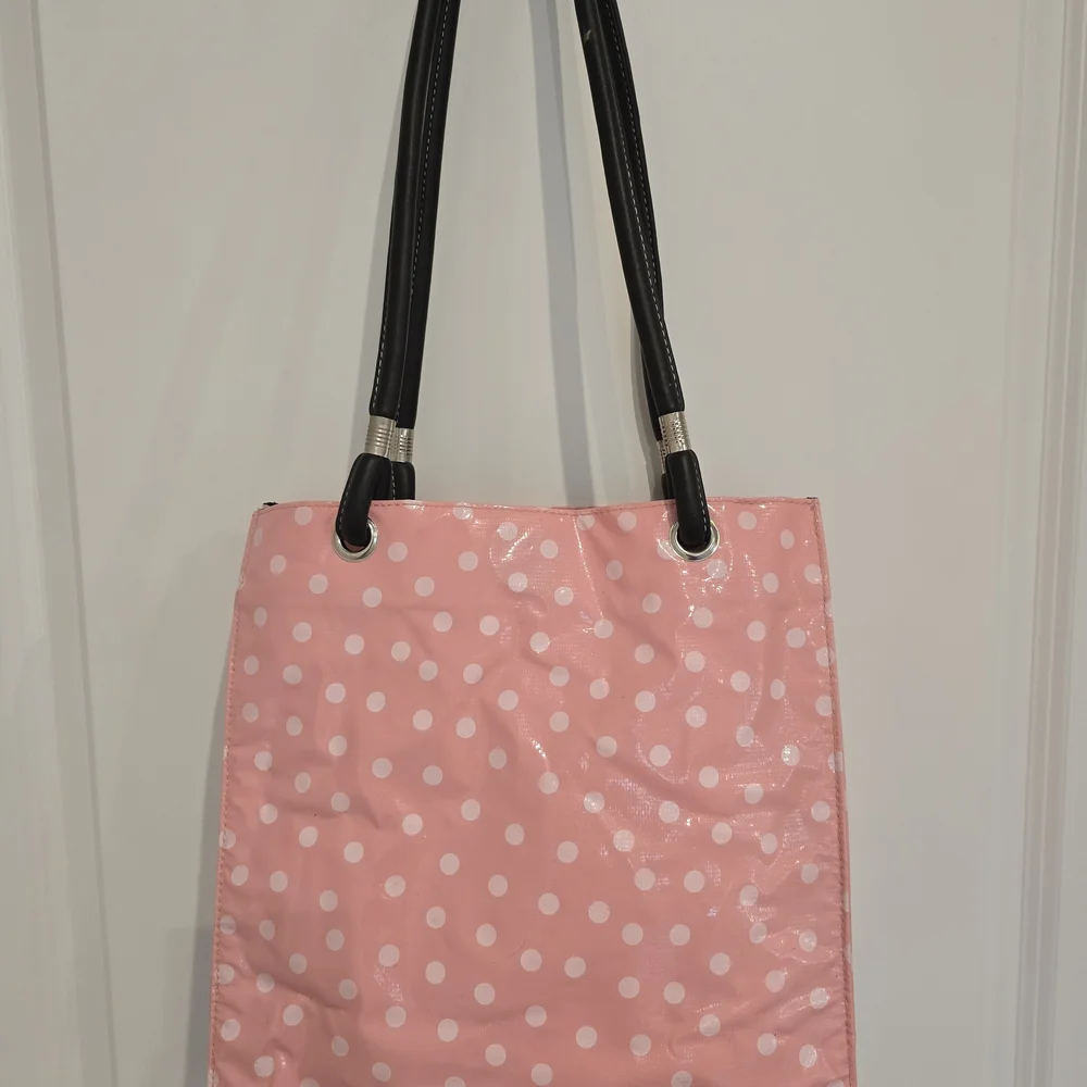 Fleabag Pink Polka Dot Tote Bag,‎ Oil Cloth, Girls, Diaper, Waterproof